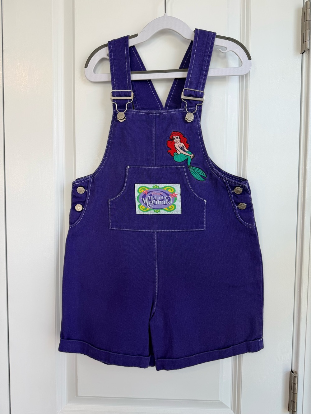 Vintage Rare 90s Disney Little Mermaid Ariel Shortalls Embroidered Purple Size 6